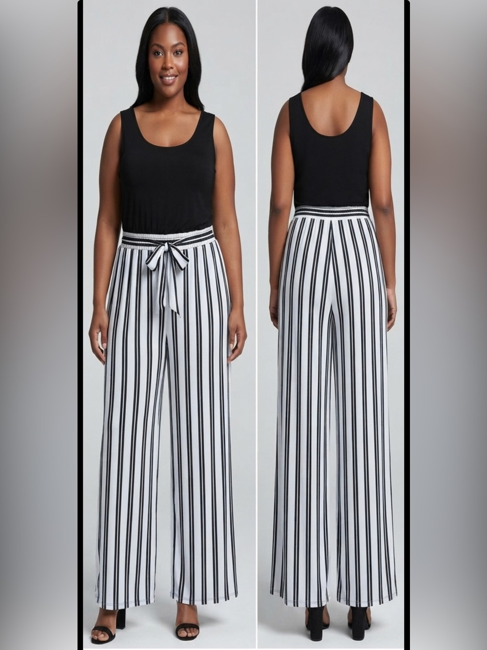 Emma & Michele Black & White Striped Jumpsuit Size 14